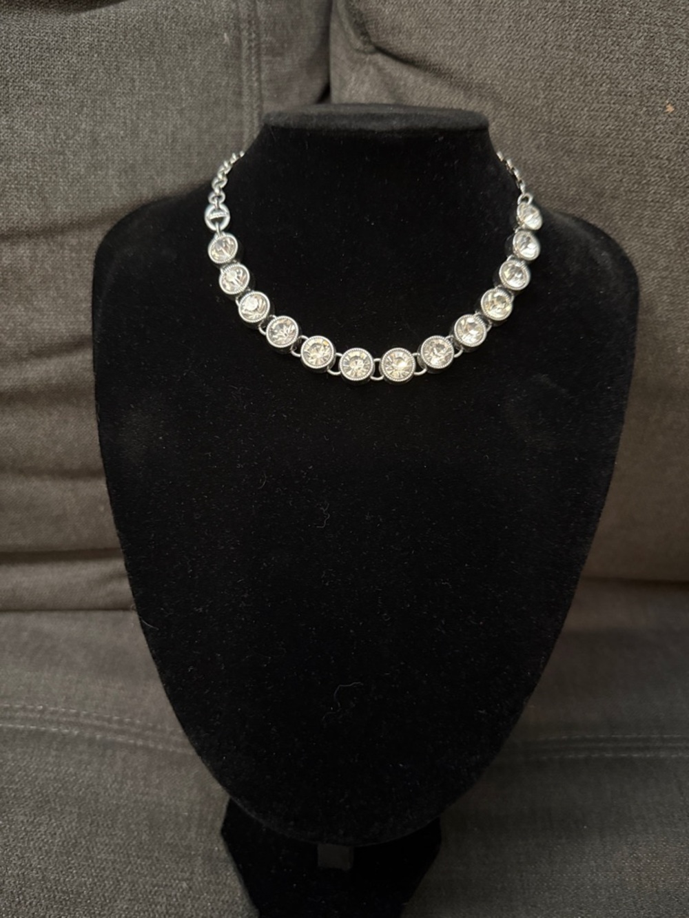 Lia Sophia Silver Crystal Bezel-Set Necklace